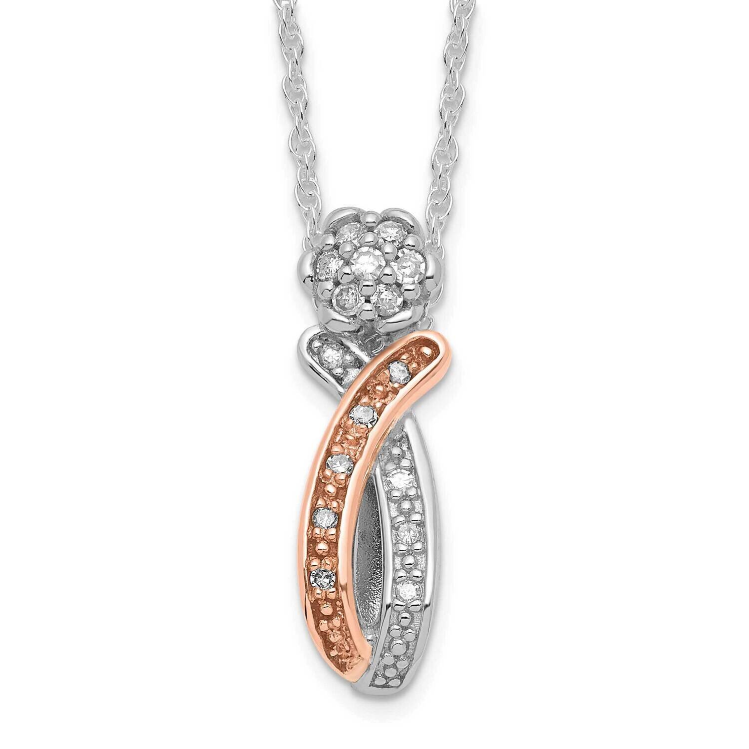Sterling Silver and 10k Gold Rose Tone Polished Diamond Fancy Necklace PXD2823-SSS45