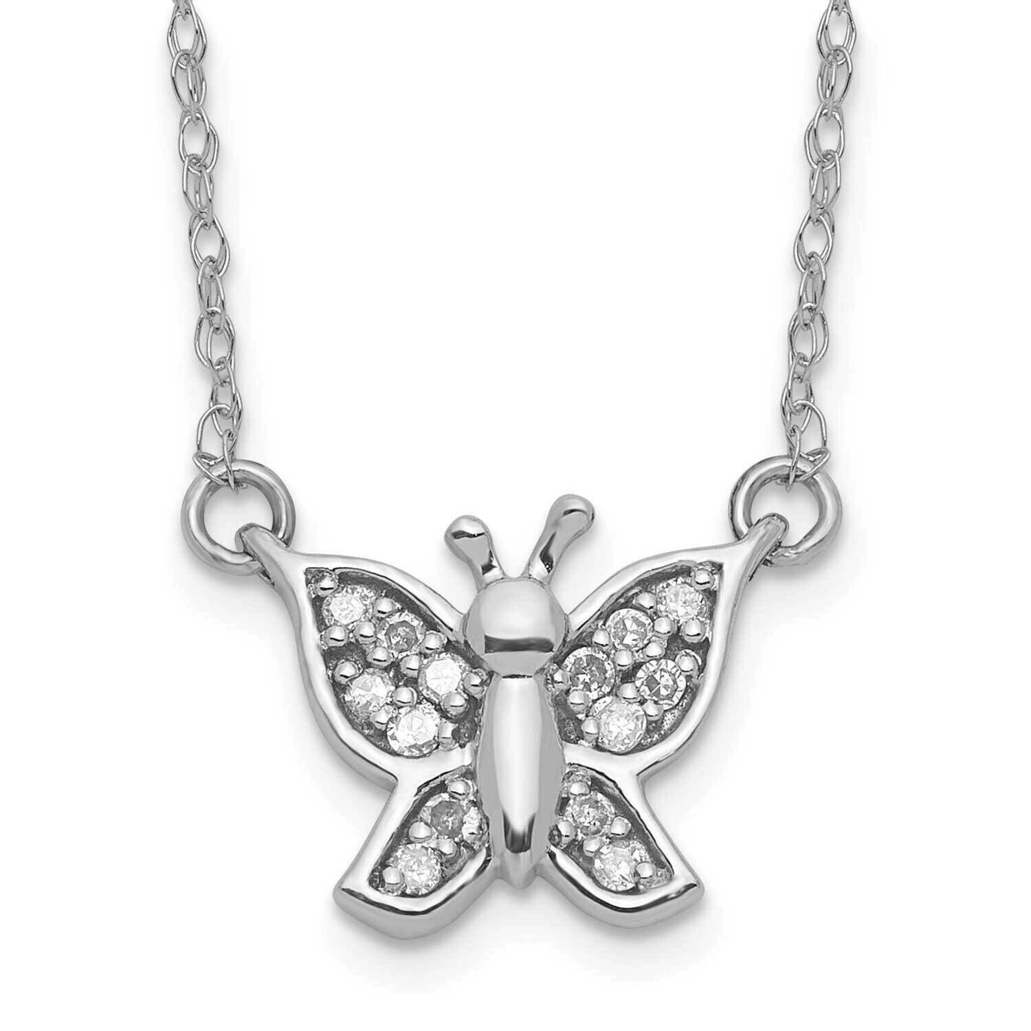 10k Gold White Gold Polished Diamond Butterfly Necklace PXD3150-0WS43-18