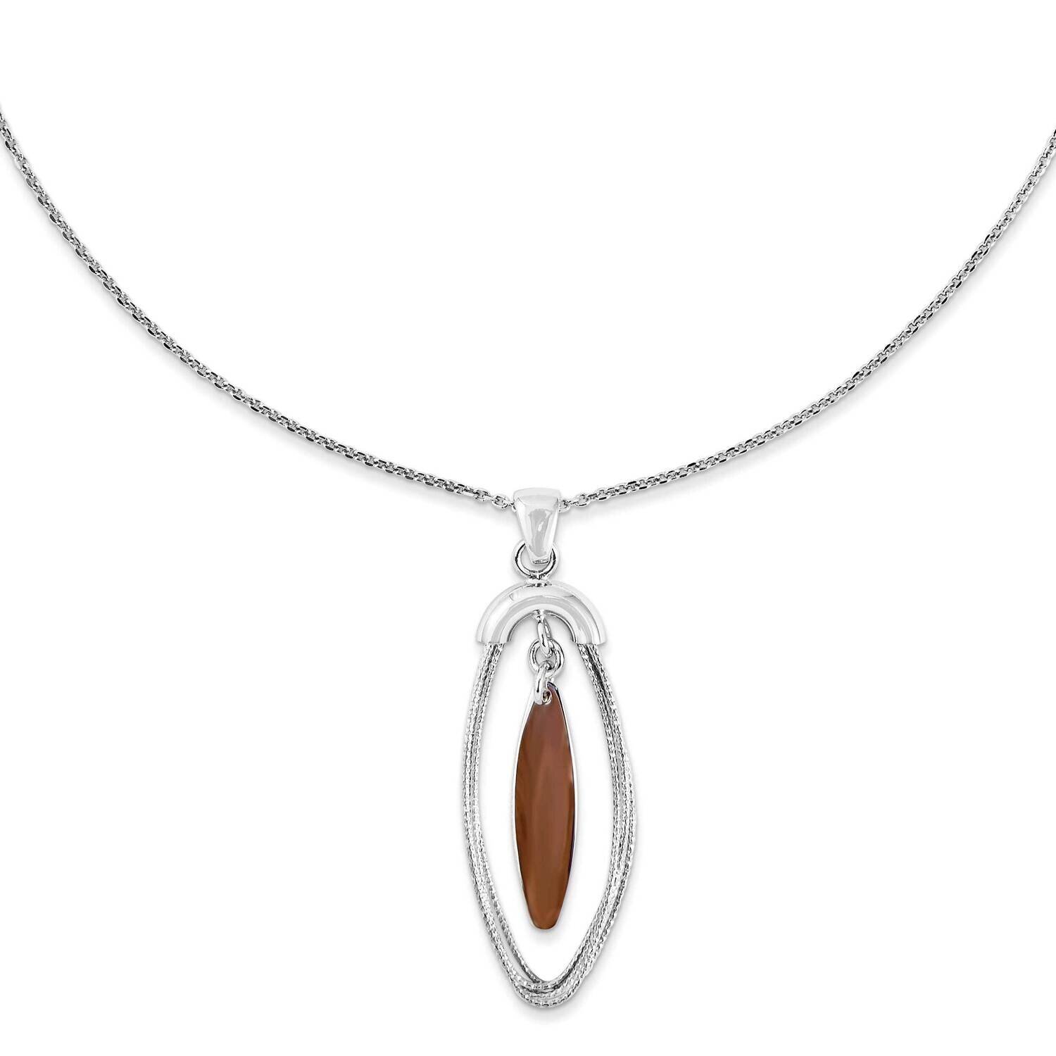 Sterling Silver Double Oval Rhodium Plated 18 Necklace QG4149-18