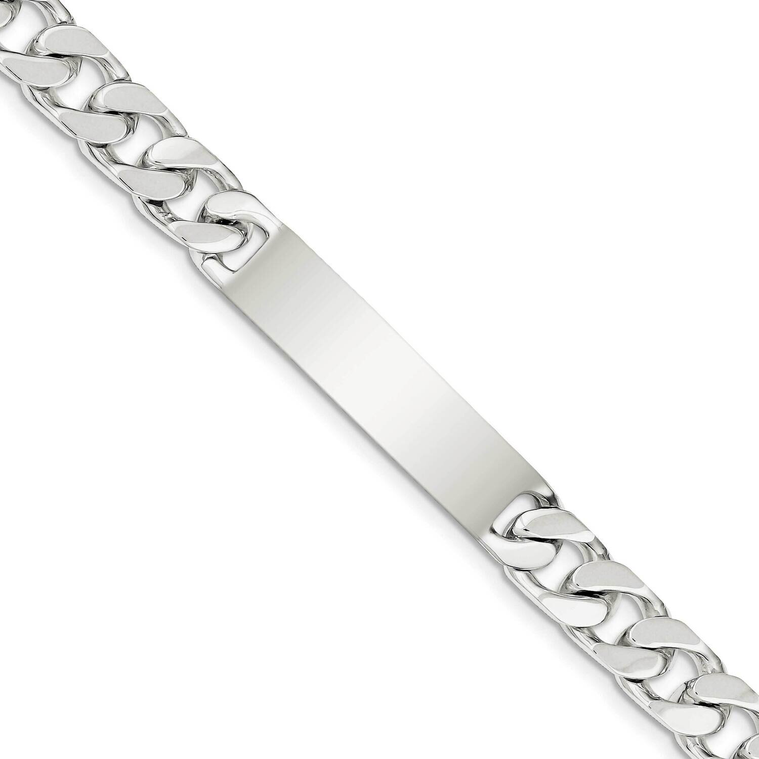Sterling Silver Rhodium-plated Engraveable Curb Link ID Bracelet QID136RH-8.5