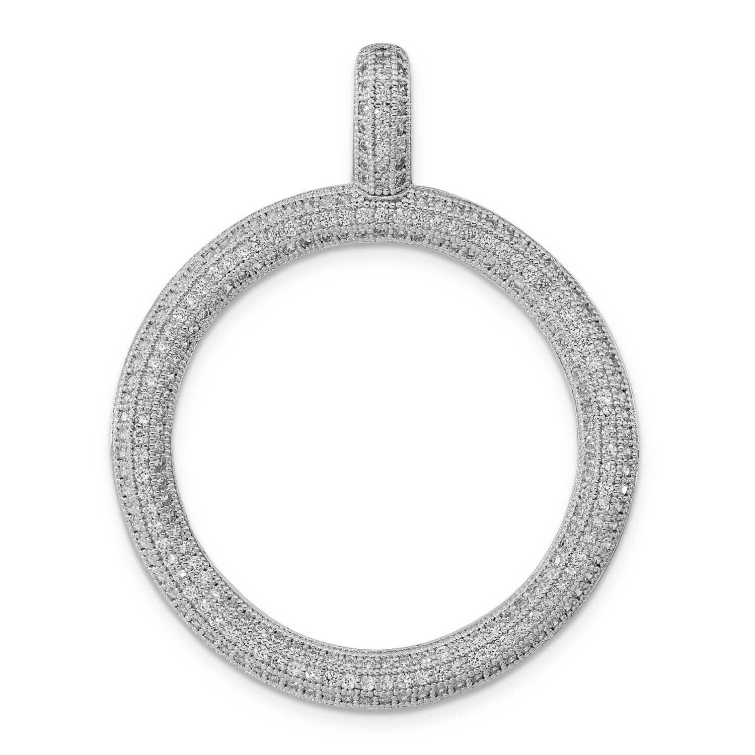 Sterling Silver Rhodium-plated CZ Wavy Circle Pendant QMP1510