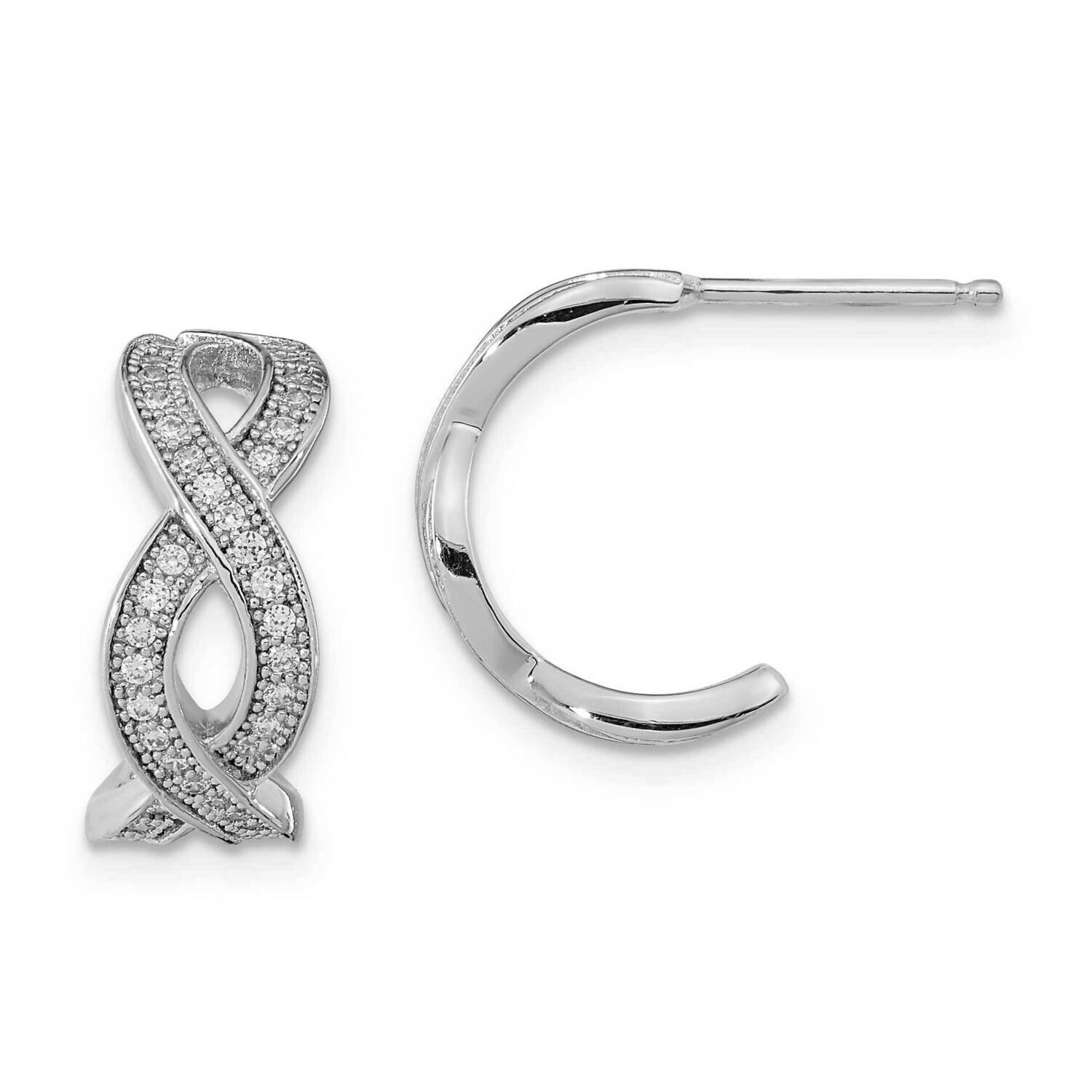 Sterling Silver Rhodium-plated CZ Post Earrings QMP1513