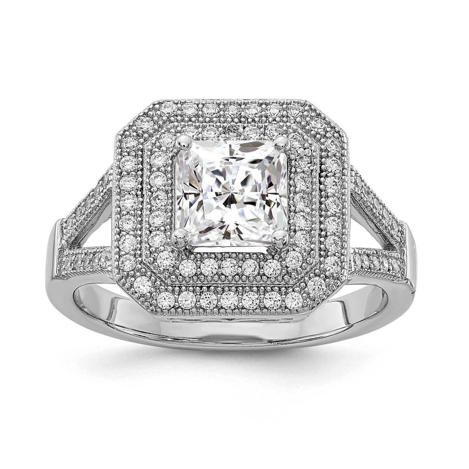 Sterling Silver Rhodium-plated CZ Ring QMP1505-7