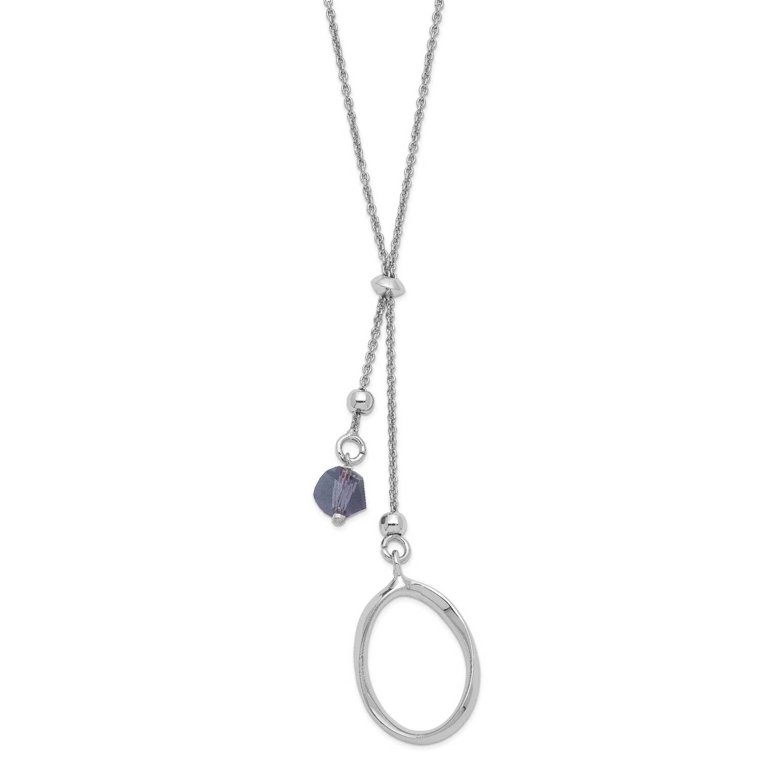 Sterling Silver Rhodium-plated Purple Crystal Y-Drop Necklace QPRF317-18