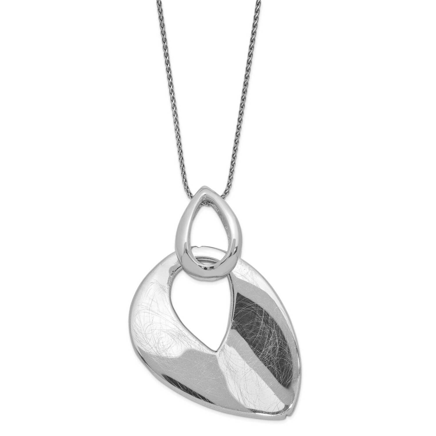Sterling Silver Rhodium-plated Satin/Scratch Finish with 1in ext. Necklace QPRF326-18