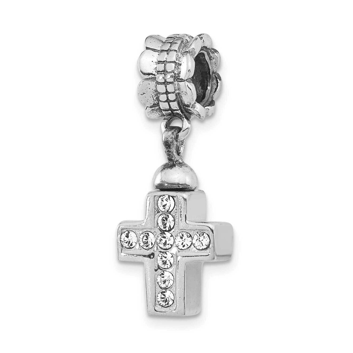 Sterling Silver Reflections Cross with CZ Ash Dangle Bead QRS3034