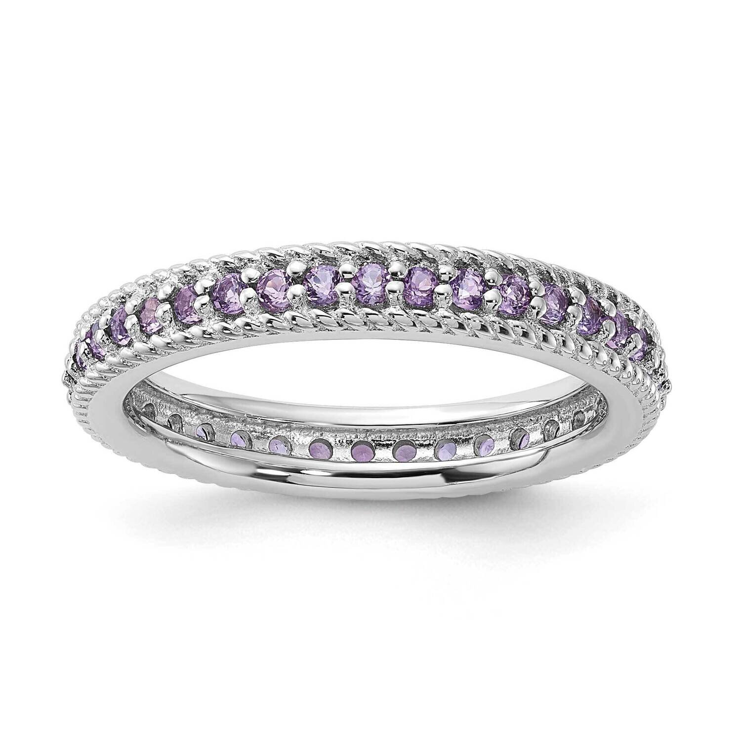 Sterling Silver Stackable Expressions Polished Amethyst Eternity Ring QSK1458-6