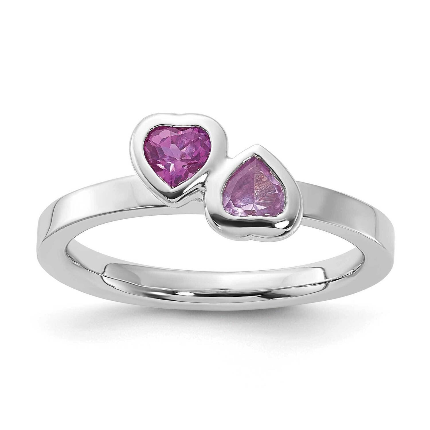 Sterling Silver Stackable Expressions Created Ruby &amp; Pink Sapphire Ring QSK1468-7