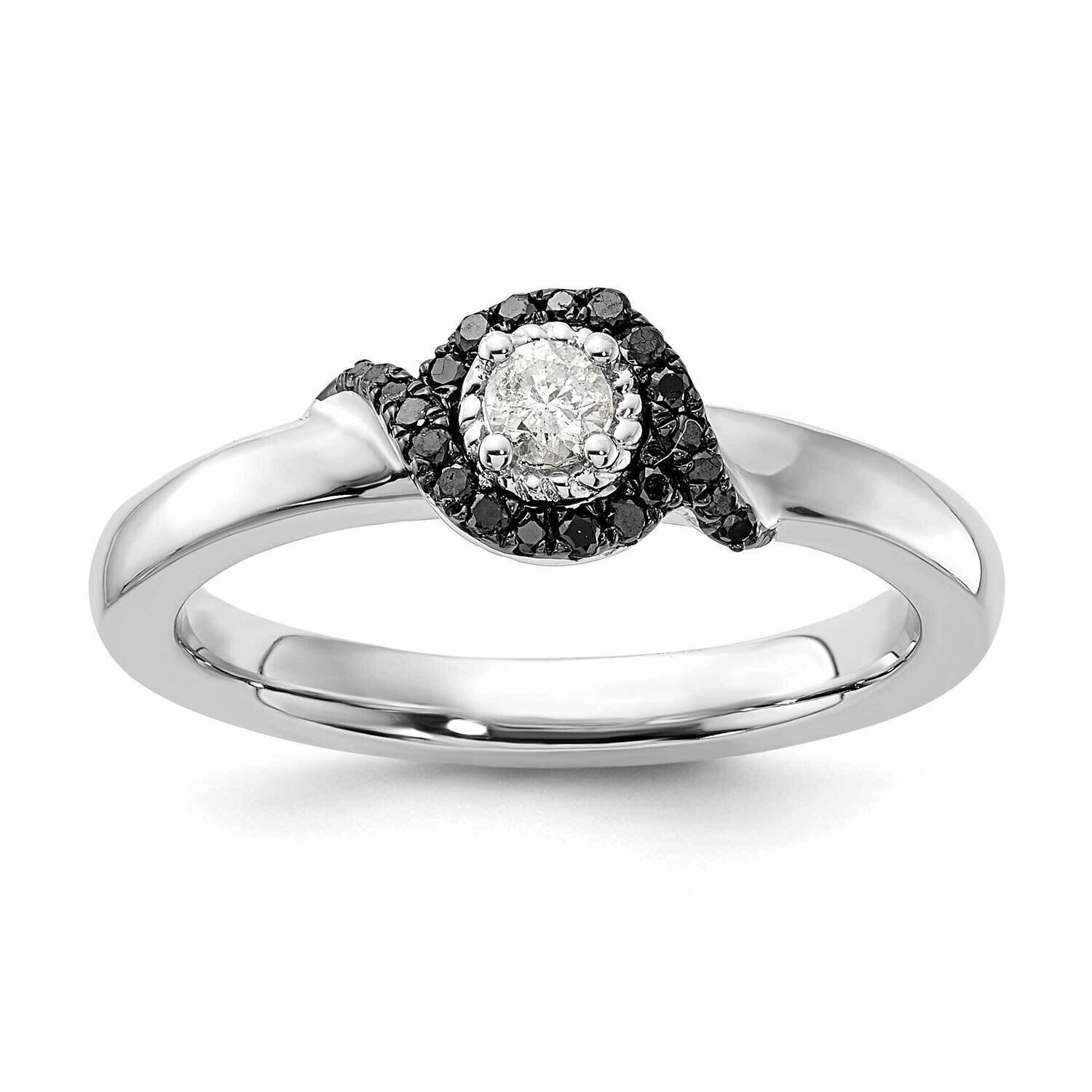 Sterling Silver Stackable Expressions Polished White/Black Diamond Ring QSK628-5