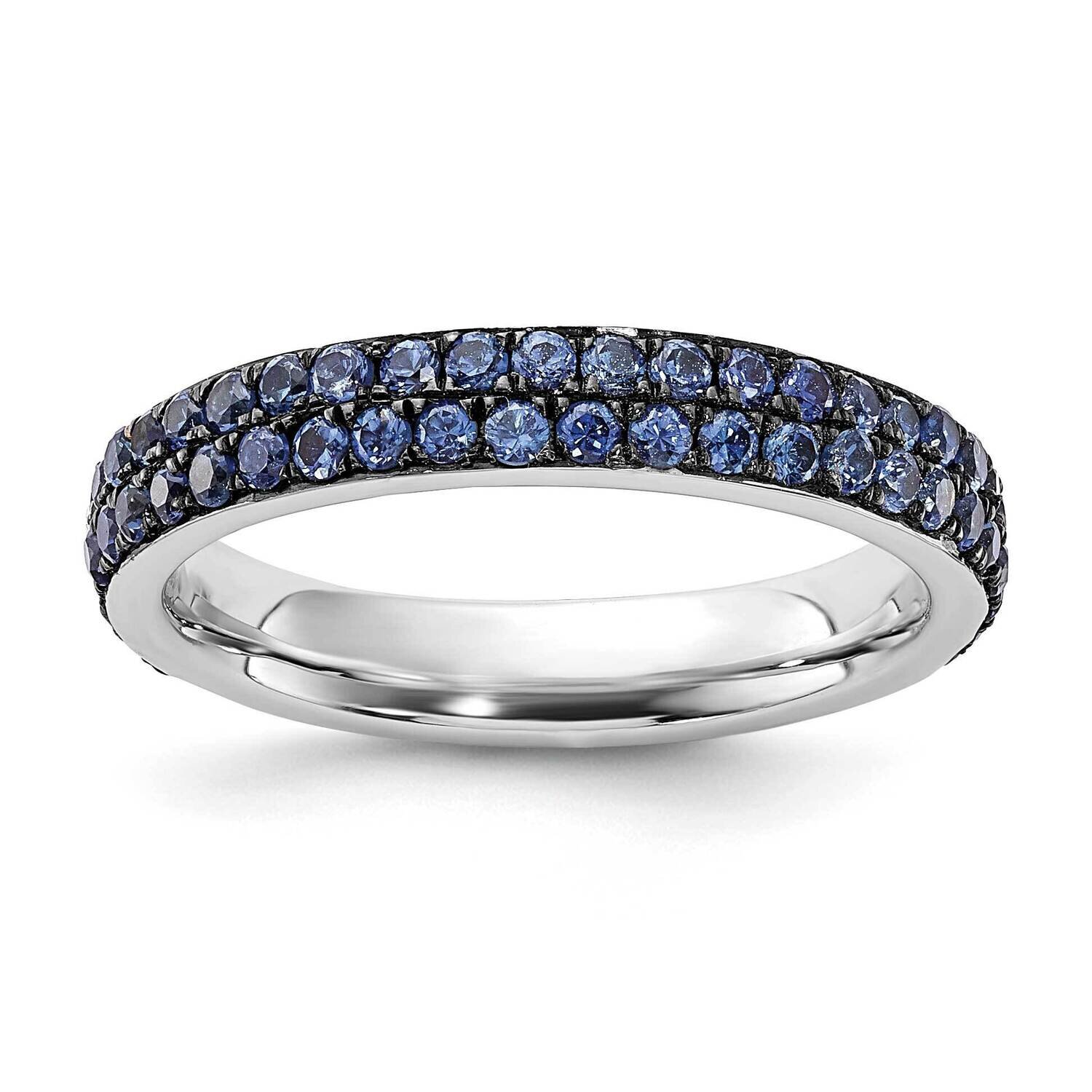 Sterling Silver Stackable Expressions Polished Created Sapphire Ring QSK664-10