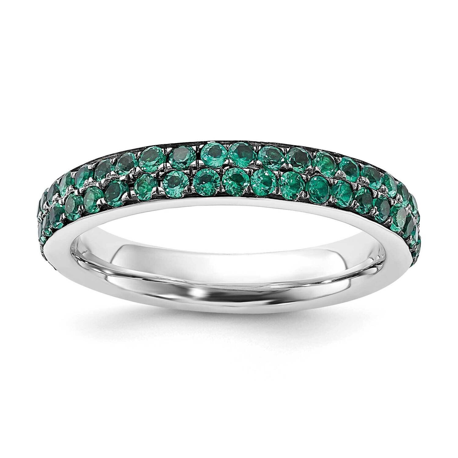 Sterling Silver Stackable Expressions Polished Created Emerald Ring QSK665-10