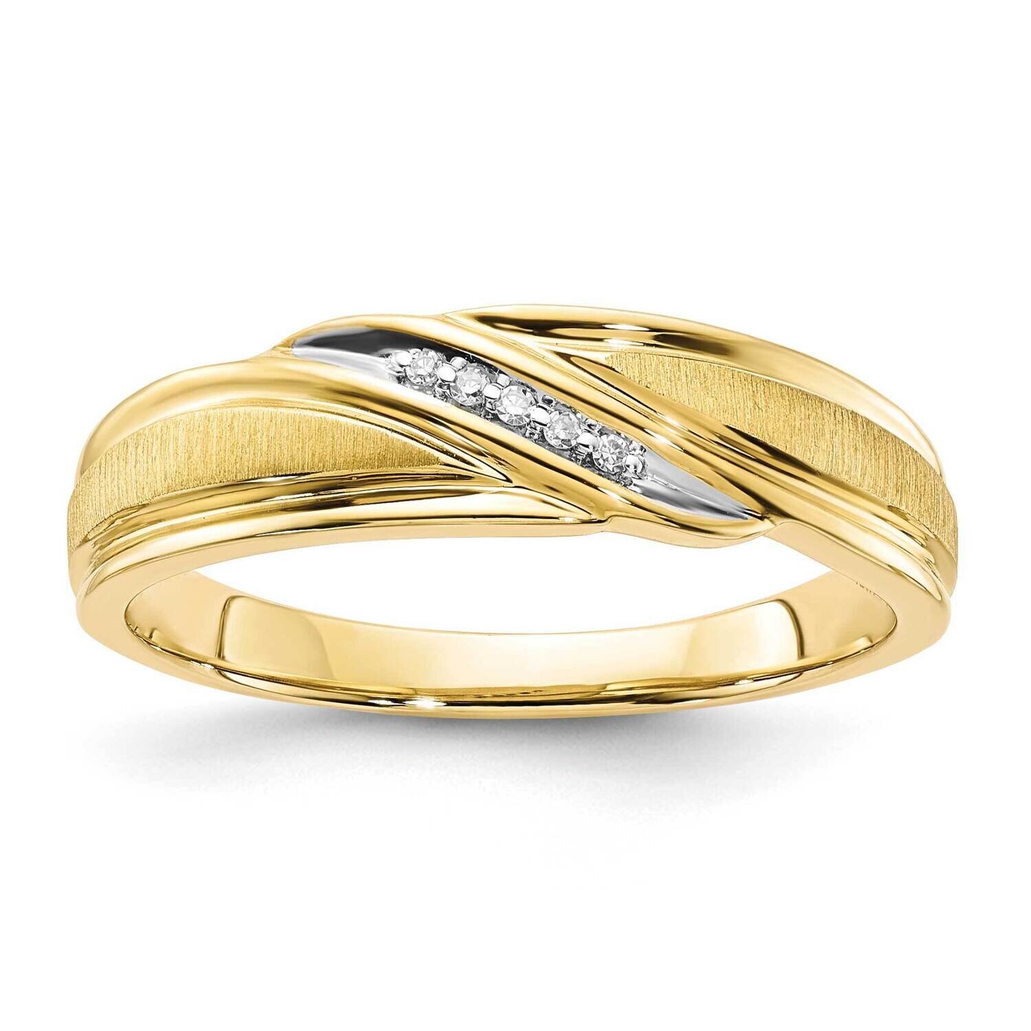 10k Gold Polished &amp; Brushed Diamond Band RDD1780G/LT-0Y-10