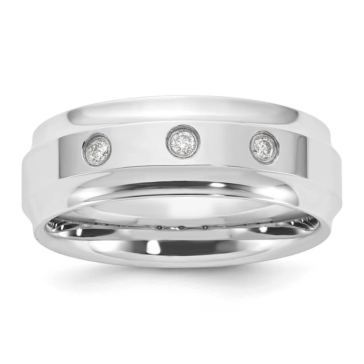 Cobalt Polished Beveled Edge Diamond 8mm Men&#39;s Band RCM1015-CBAB-10