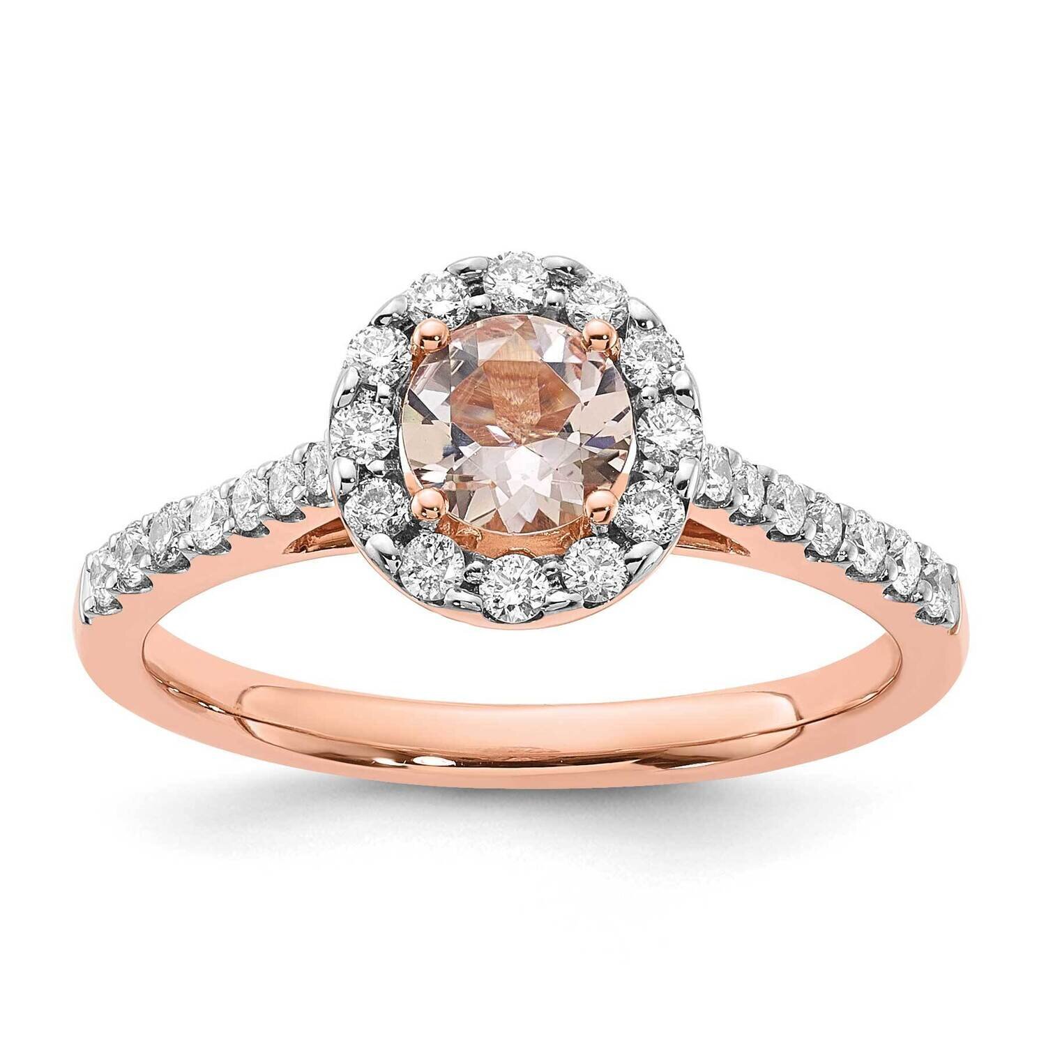 14K Rose Gold Polished Morganite and Diamond Halo Ring RDB2612ER4/MOR-4RACH