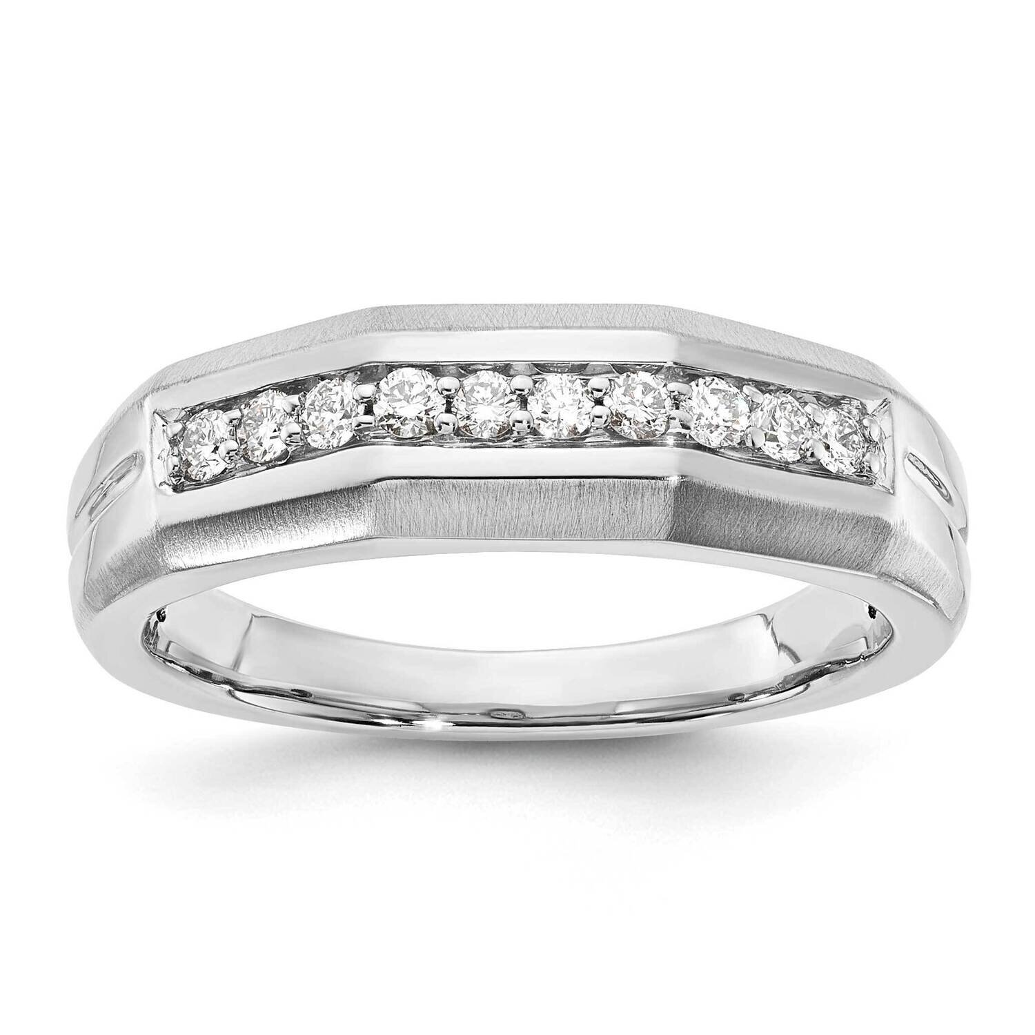 10k Gold White Gold Polished &amp; Satin Diamond Men&#39;s Band RDD2845G-0WAB
