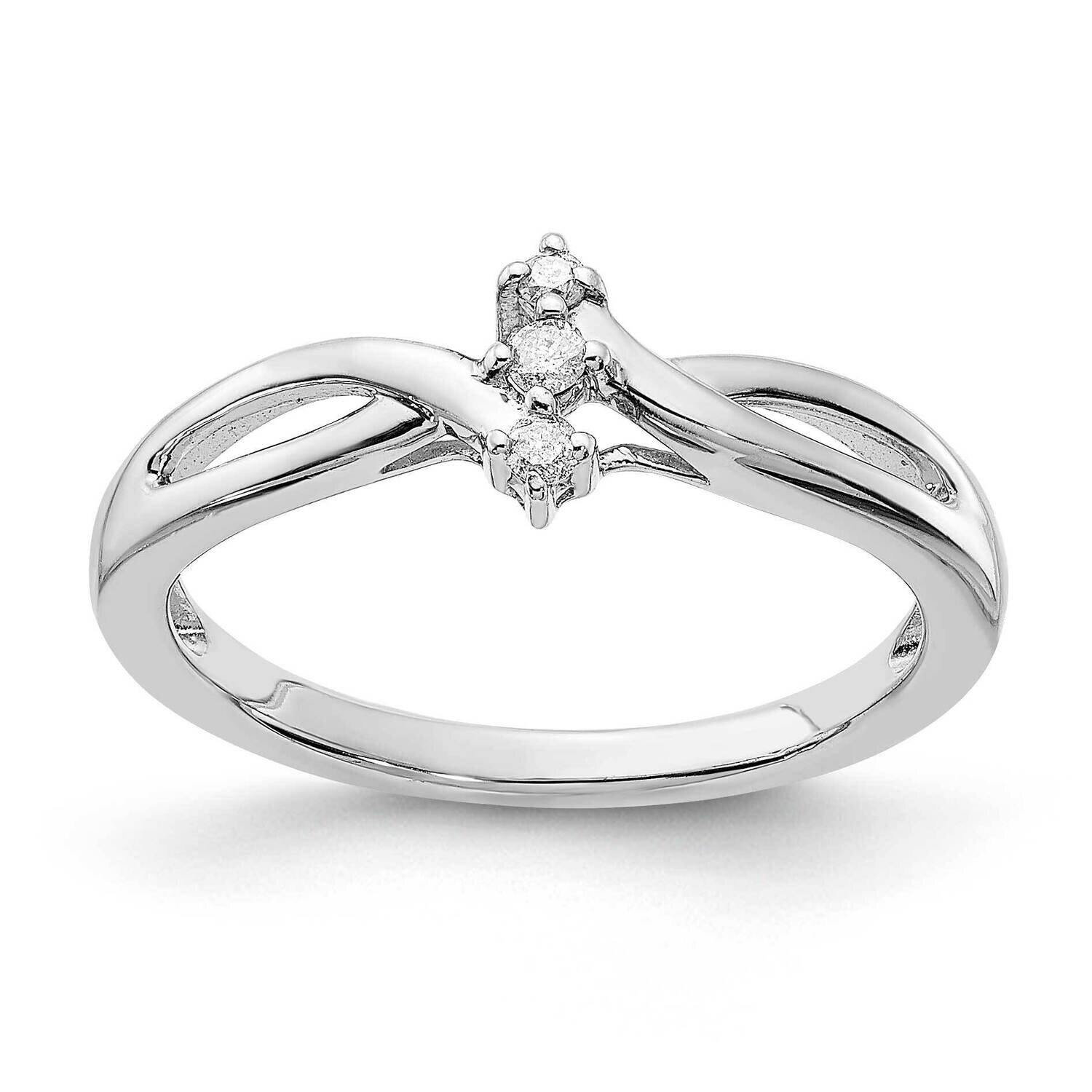 Sterling Silver 3 Stone Diamond Ring RLD3124-SSBB-7