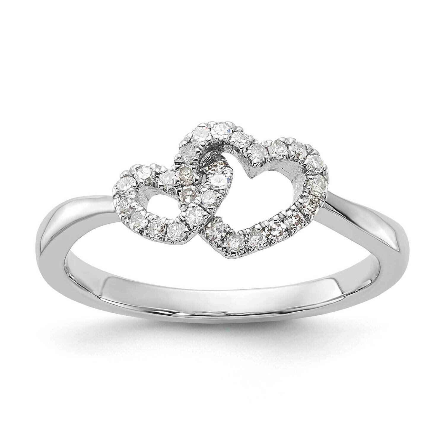 Sterling Silver Polished Diamond Hearts Ring RLD4028-SSS43-5