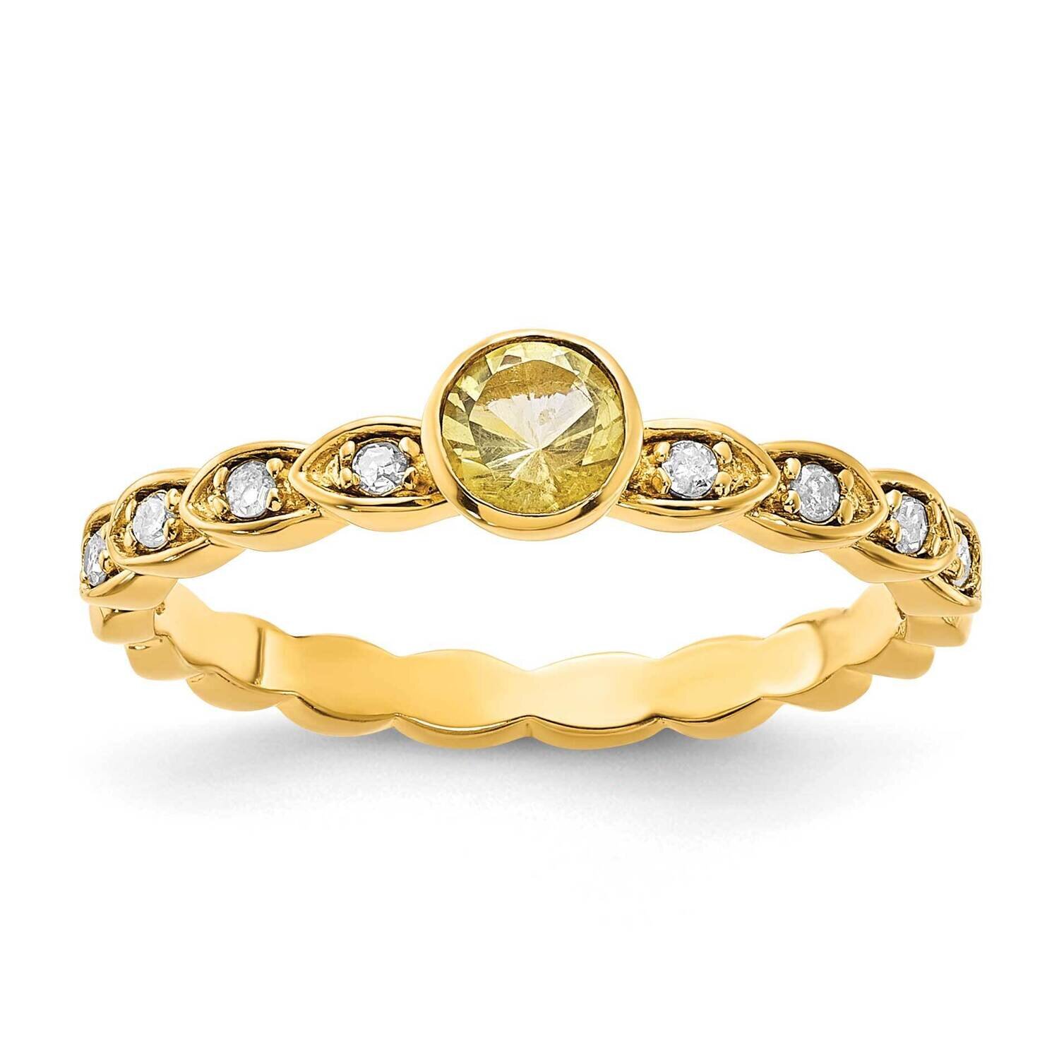 Sterling Silver Gold Tone Citrine and Diamond Ring RLS6325/CIT-SSAS45-7