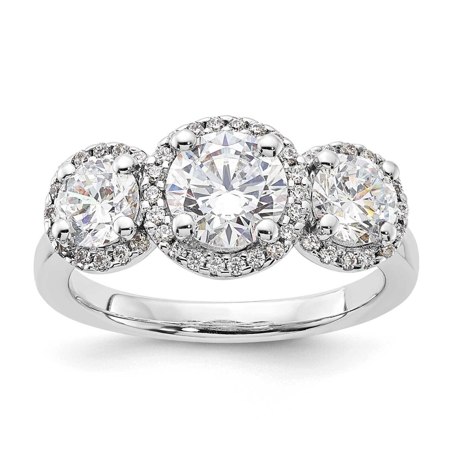 Sterling Silver 3 Stone Diamonore Halo Ring RLS6624/DAWT-SSA