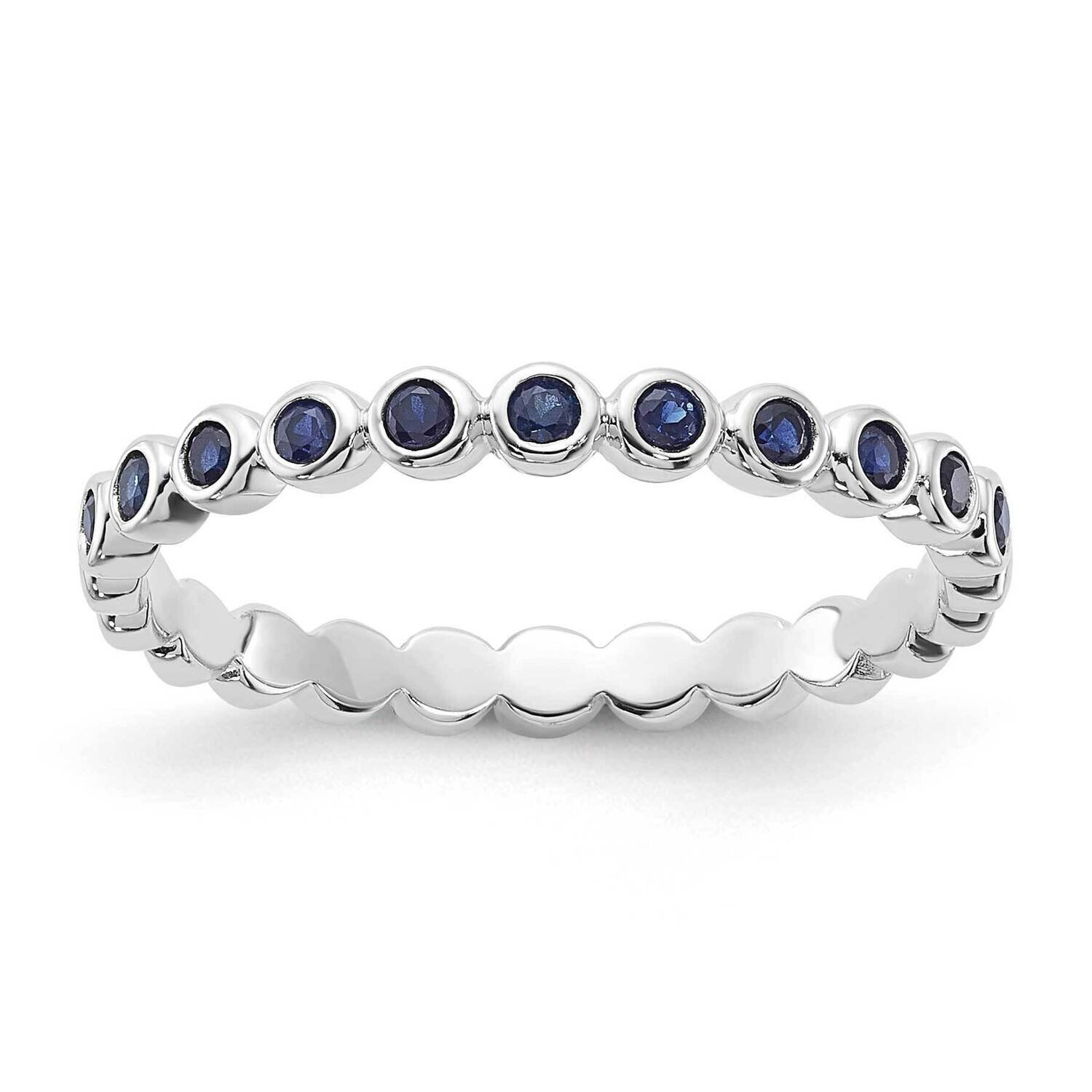 Sterling Silver Polished Created Sapphire Band RLS6655/CRSA-SSB-7