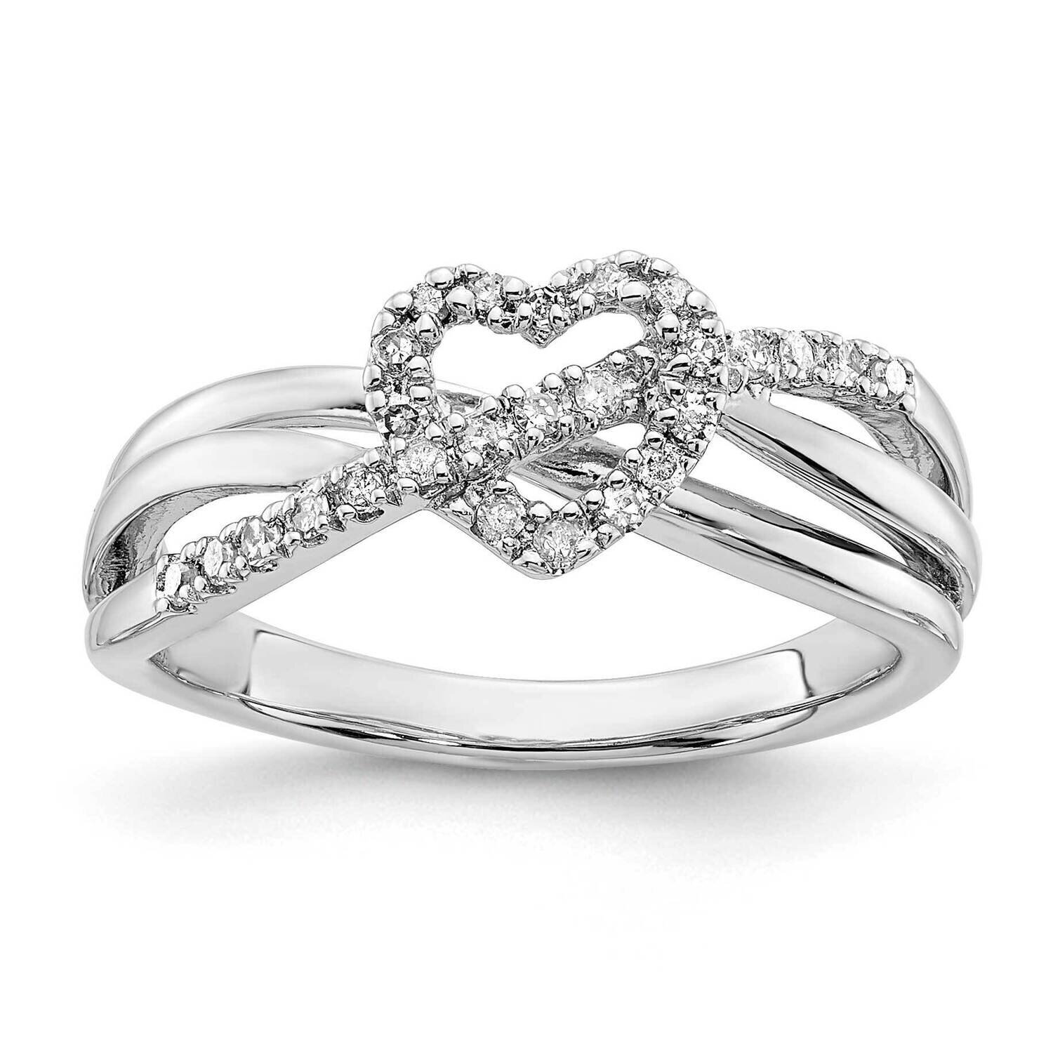 Sterling Silver POlished and Diamond Criss Cross Heart Ring RLD3326-SSS43-7