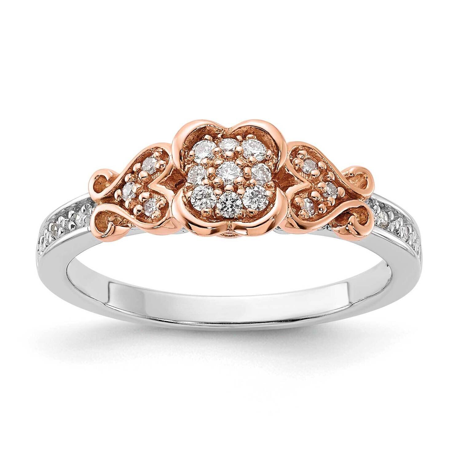 Sterling Silver and 10k Gold Rose Tone Polished Diamond Vintage Ring RLD3785-SSABS45-7
