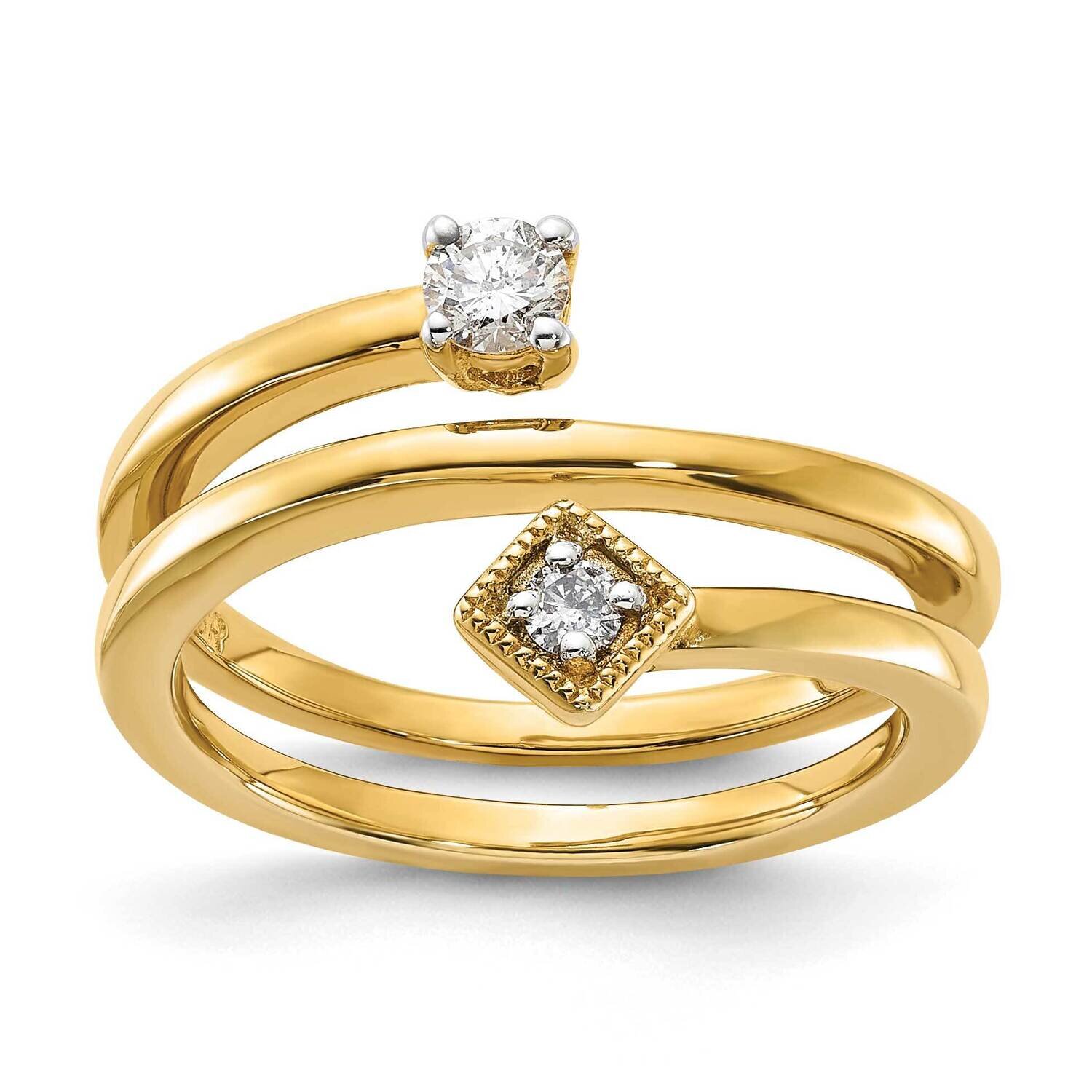Sterling Silver Gold Tone Polished Diamond Wrap Ring RLD4067-SSYAB-5