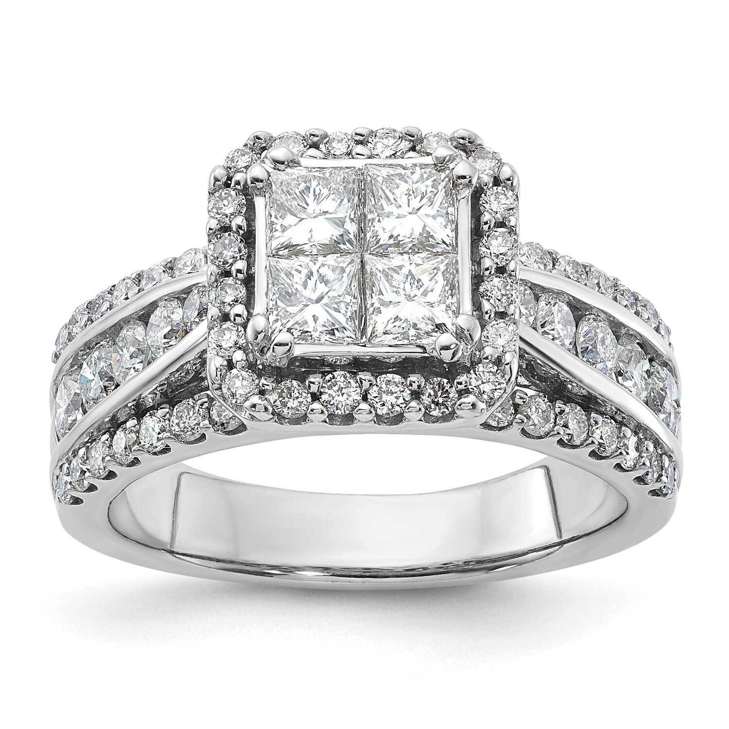 14k White Gold Polished Diamond Halo Fancy Ring RDS1896EIS080F-4WAA