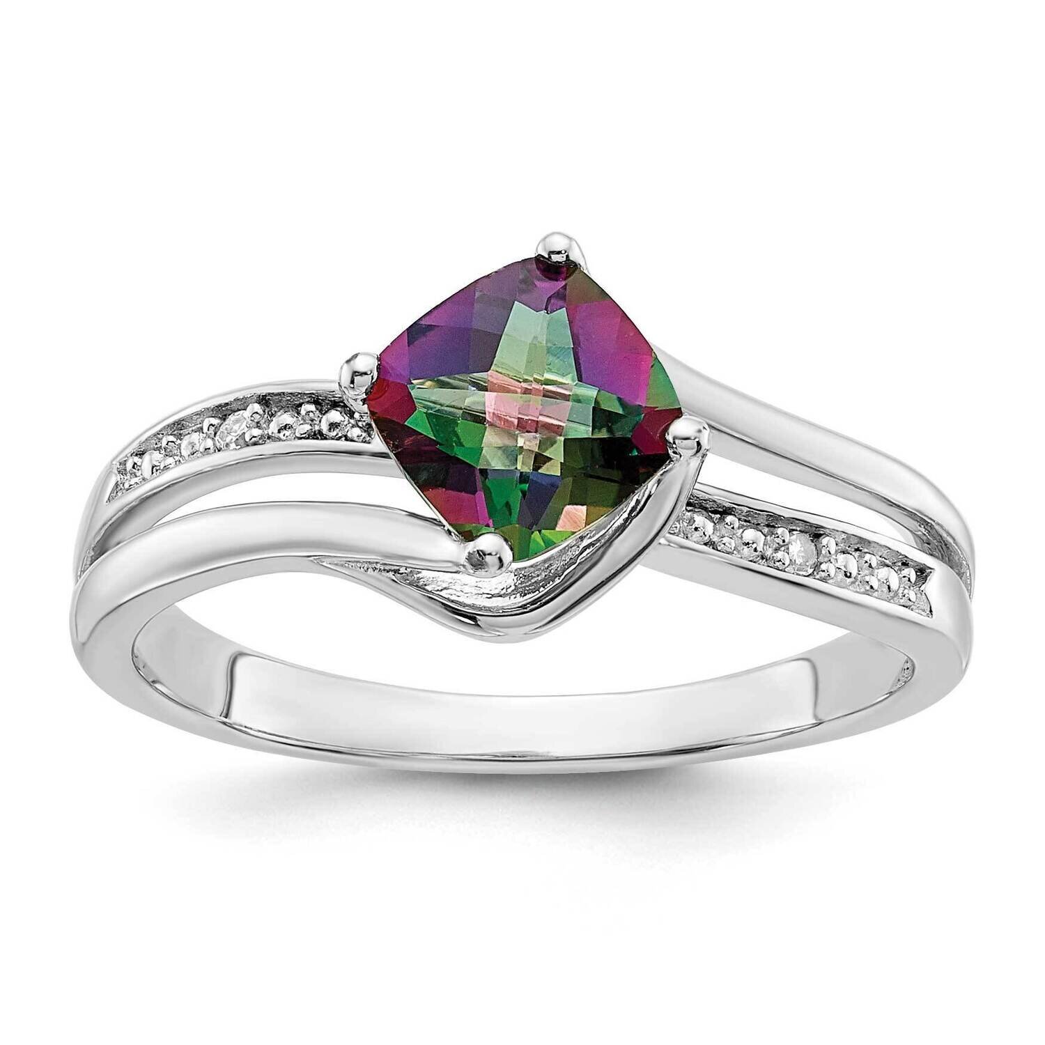 Sterling Silver Polished Mystic Fire Topaz and Diamond Ring RLS6289/MYSFIR-SS-7