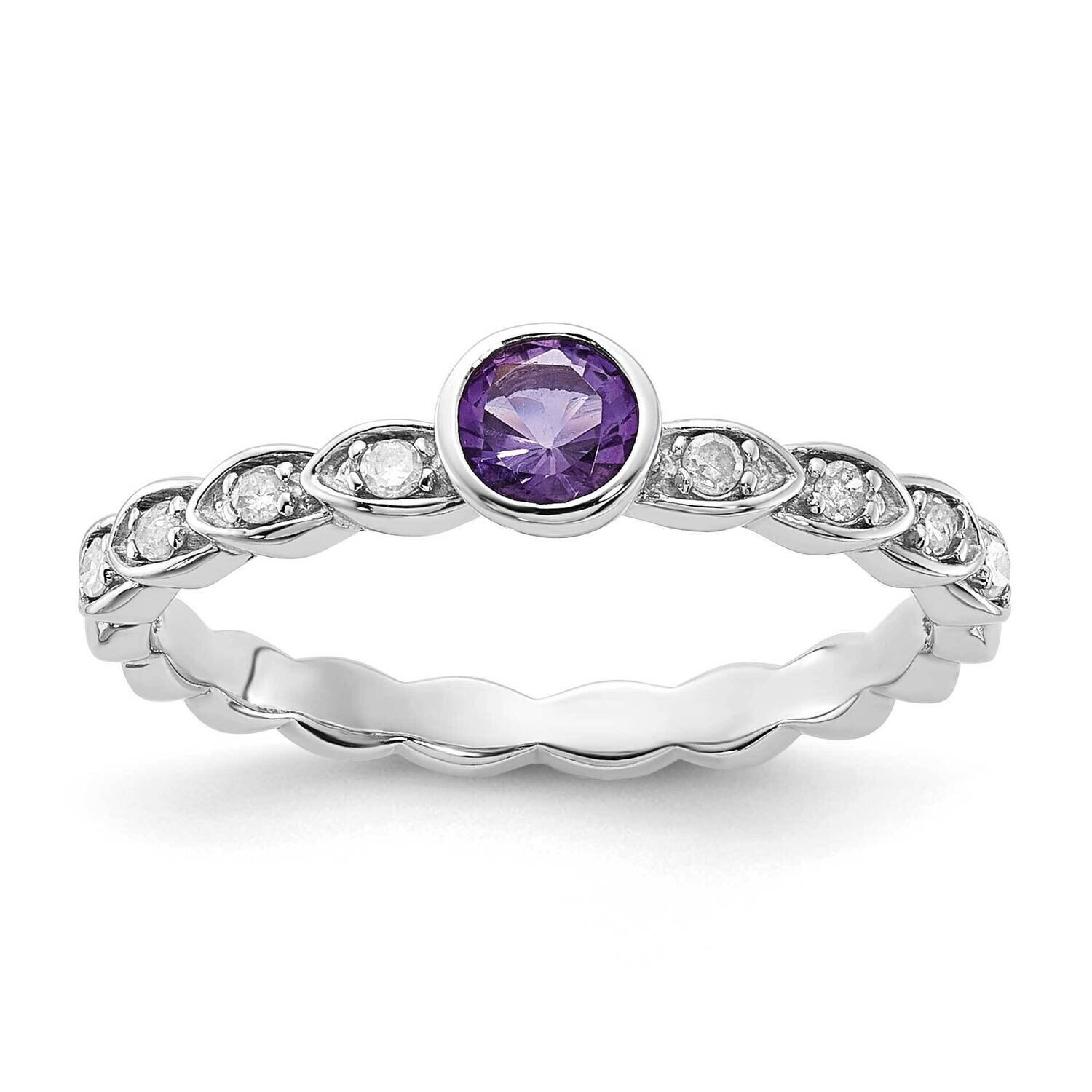 Sterling Silver Amethyst and Diamond Ring RLS6325/AM-SSAS45-7