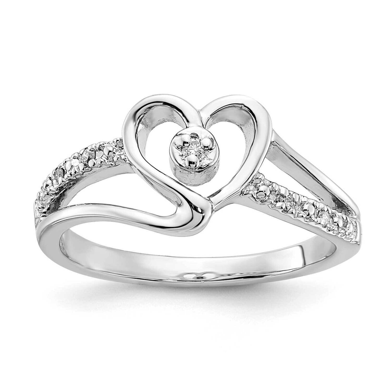 Sterling Silver Diamond Heart Ring RLD3138-SSAB-6