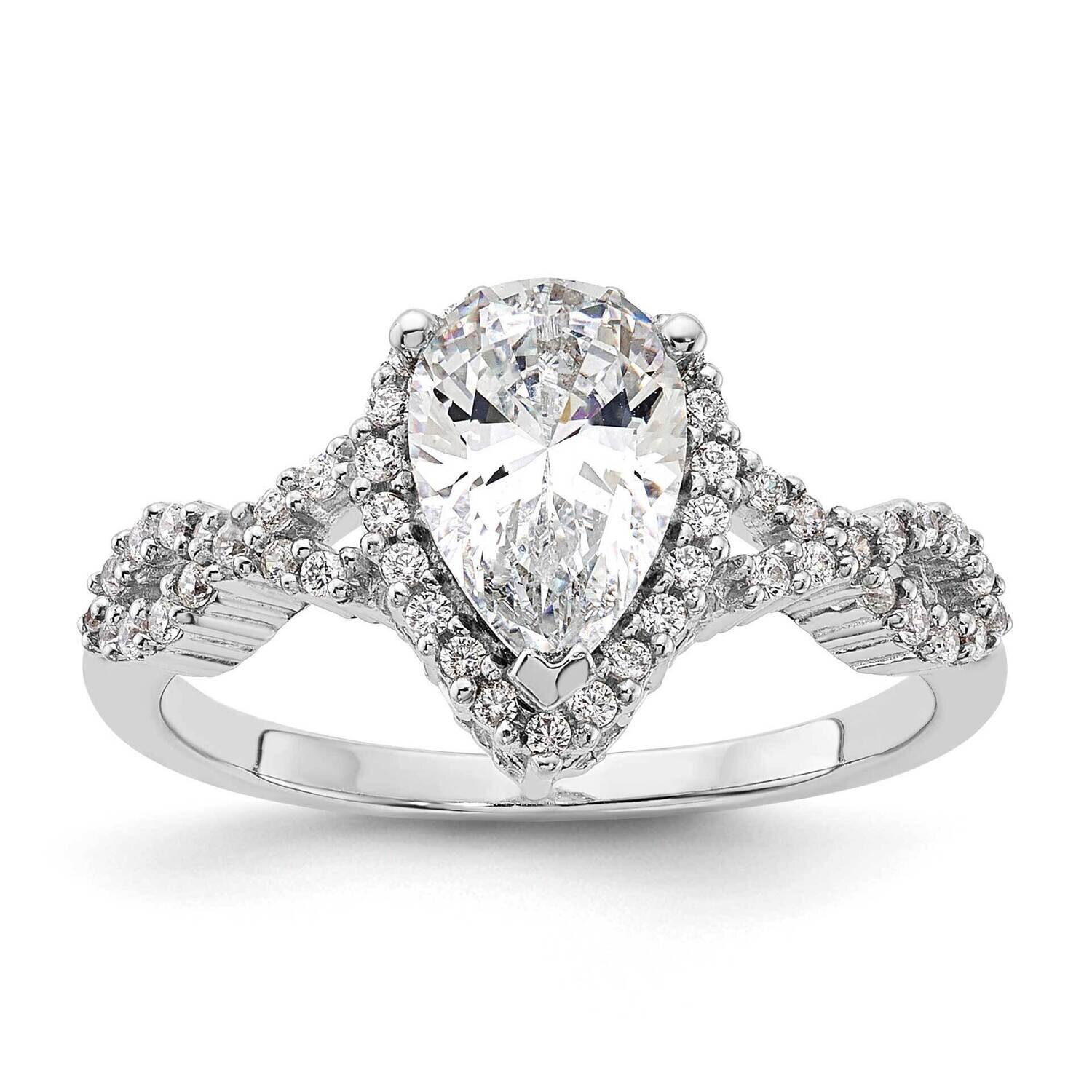 Sterling Silver Rhodium-plated Diamonore Pear Halo Ring RLS6548/DAWT-SSA-7