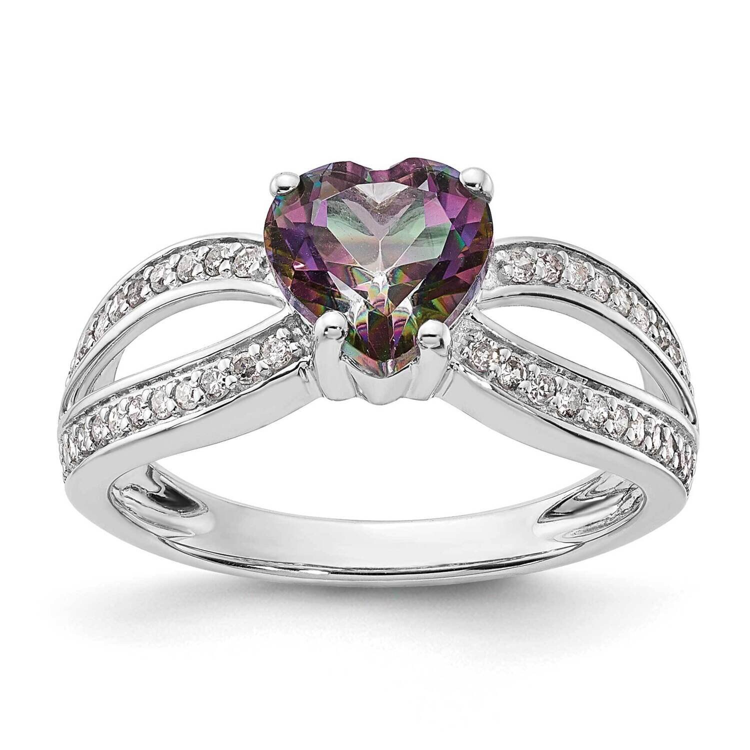 Sterling Silver Polished Mystic Fire Topaz and White Topaz Heart Ring RLS6815/FT-SSWT-6