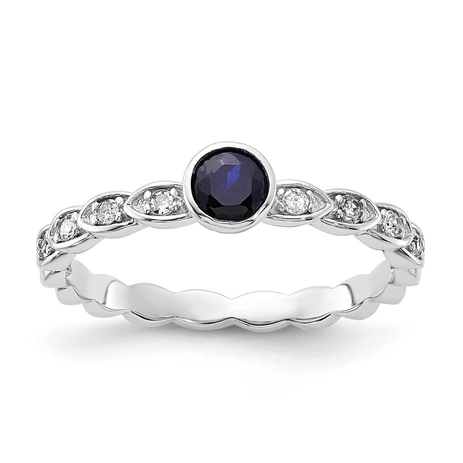 Sterling Silver Created Sapphire and Diamond Ring RLS6325/CRSA-SSAS45