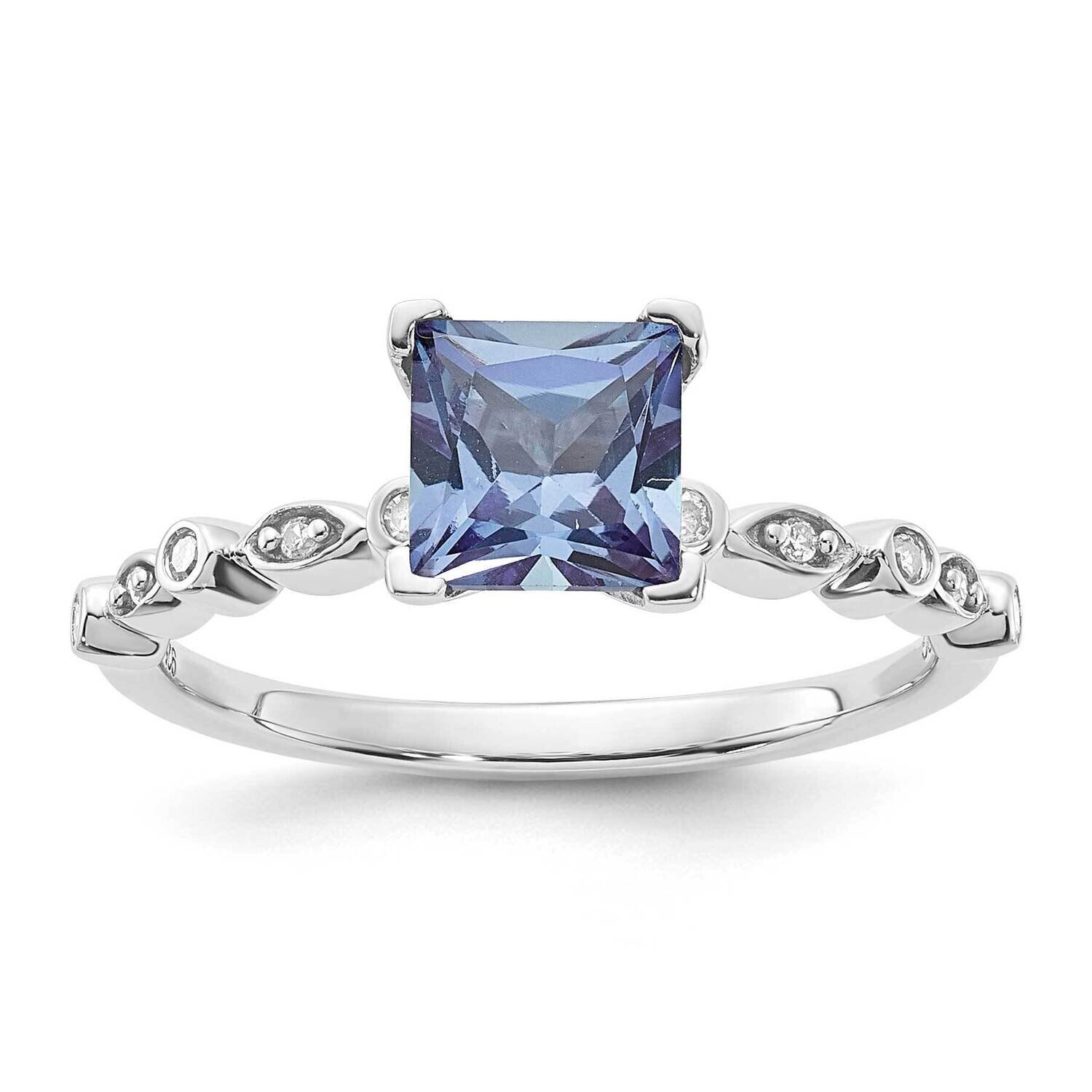 Sterling Silver Polished 6mm Cr Alexandrite and Diamond Ring RM3576-CA-SSAS43-7