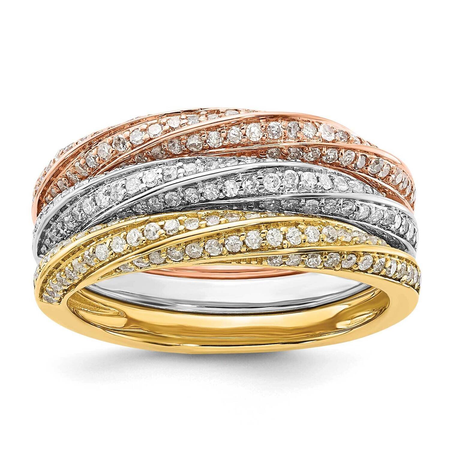 10k Gold Tri-color Diamond Stackable Rings RM5749B-075-0YRWS45