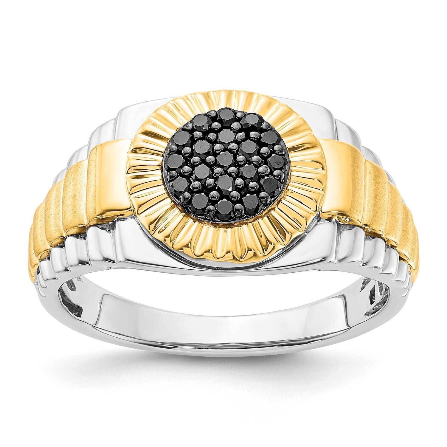 10k Gold Two-tone Polished and Brushed 19 - .013 Black Diamond Ring RMD1773/BLK-0WBK