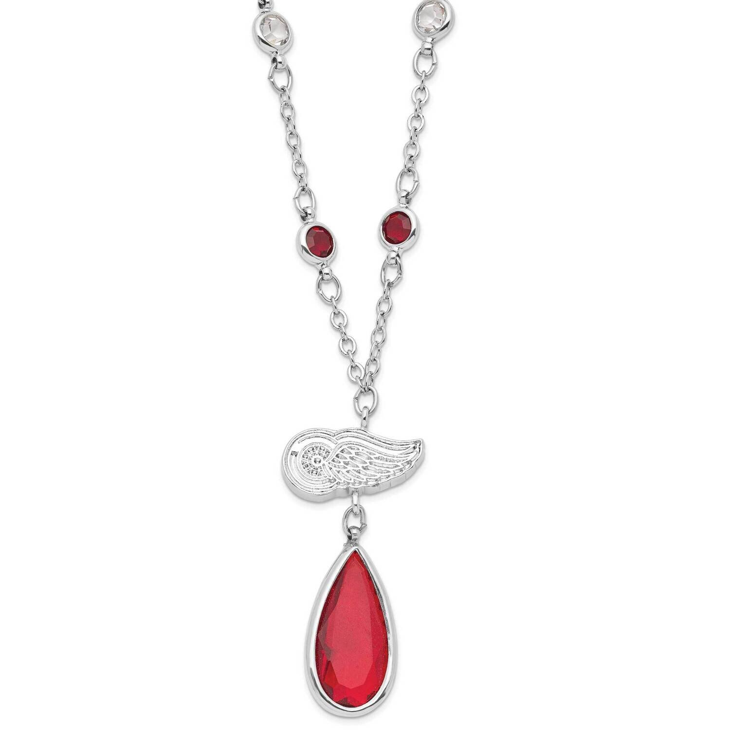 NHL Detroit Redwings Crystal Drop with 3 in ext Necklace RWI065N-CR