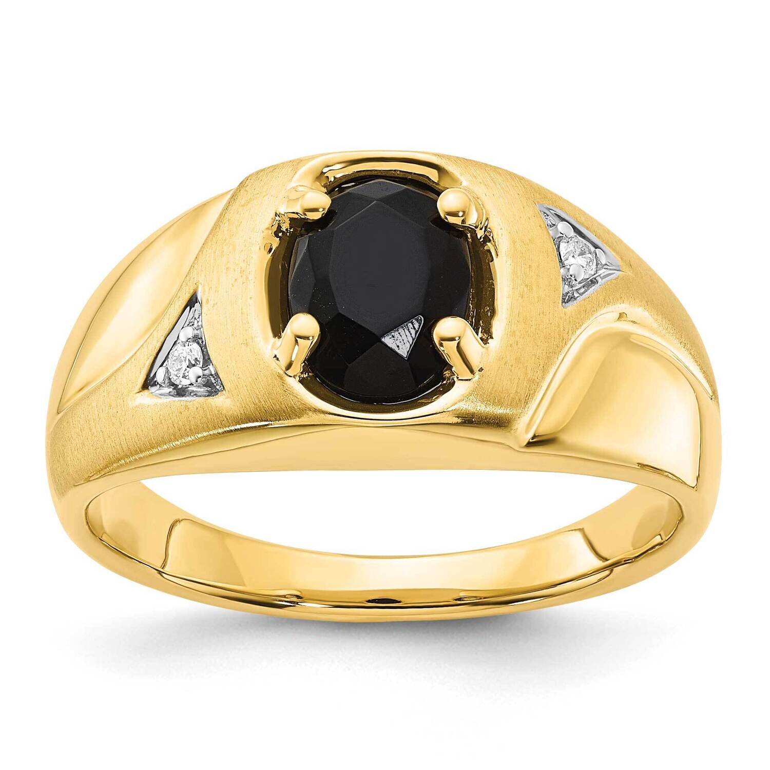 10k Gold Polished and Brushed 1-8X6 Onyx and Diamond Ring RMS1399/FACOX-0YAAB