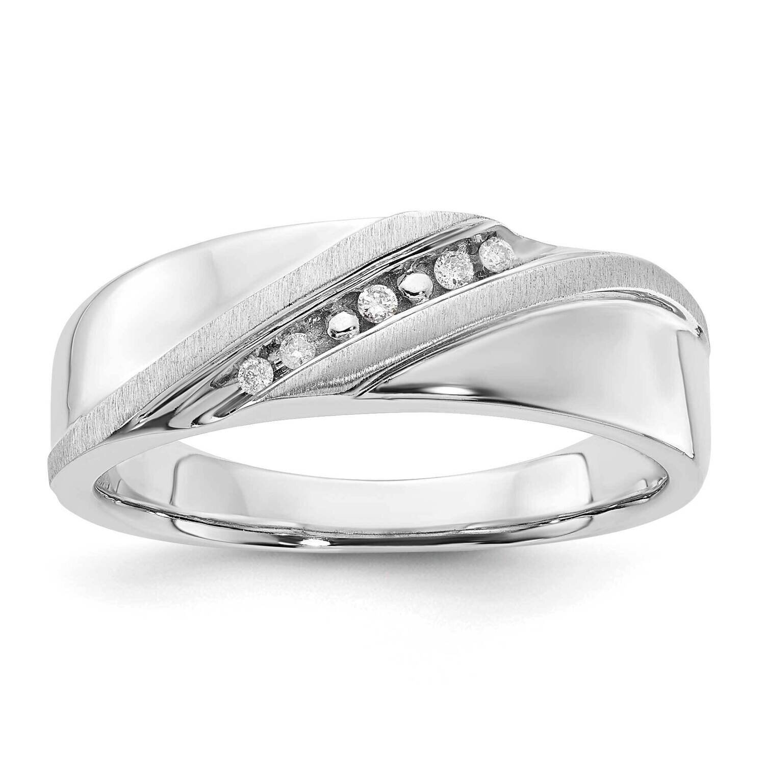 10k Gold White Gold Polished &amp; Brushed Diamond Band RTD1228-0WBB