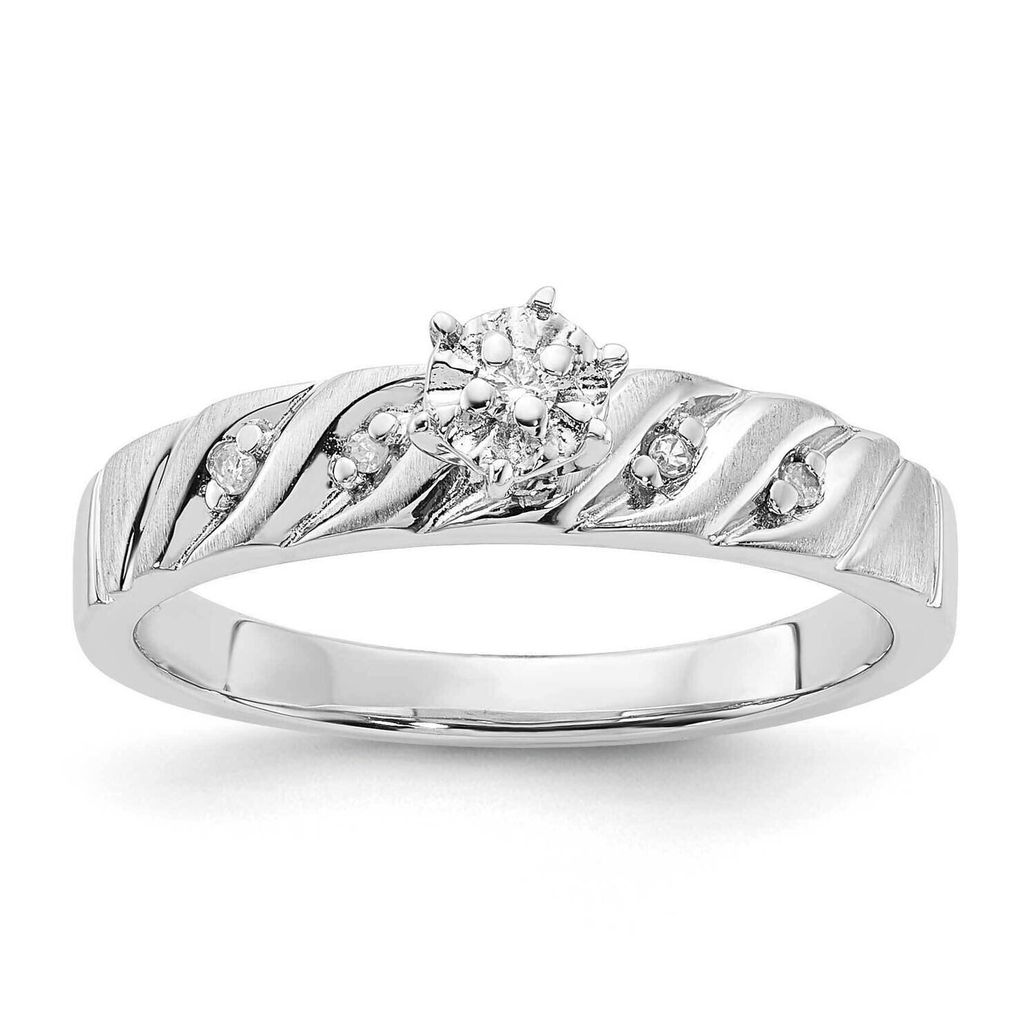 Sterling Silver Polished &amp; Brushed Diamond Engagement Ring RTD1093EI6002F-SSAS4