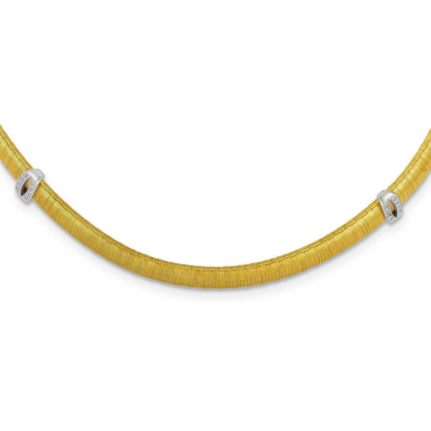 Sterling Silver omega style with two swarvoski crystal elements-17 + 2 SP/820-YELLOW