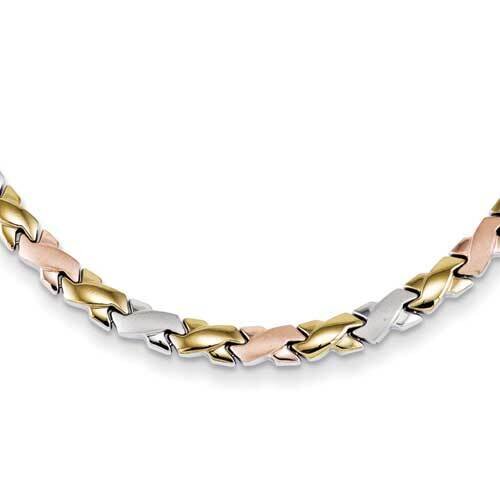 Stainless Steel Rose &amp; Gold-plated 18in Necklace SRN760-18