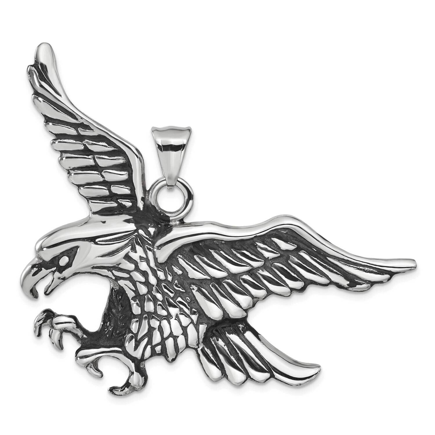 Stainless Steel Polished and Antiqued Eagle Pendant SSCMEI18353