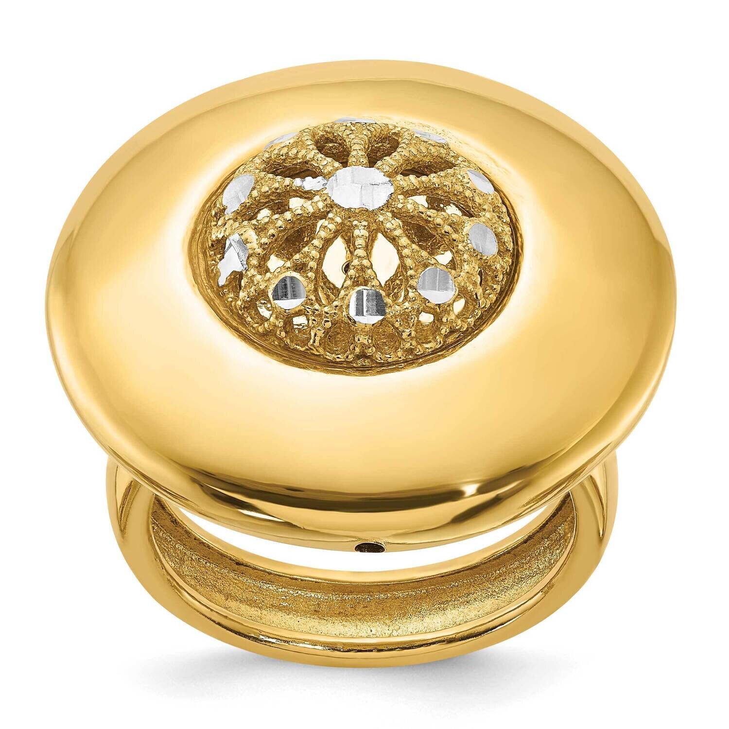 Sterling Silver Gold-tone Round Flower Ring SSCMEI17815-9