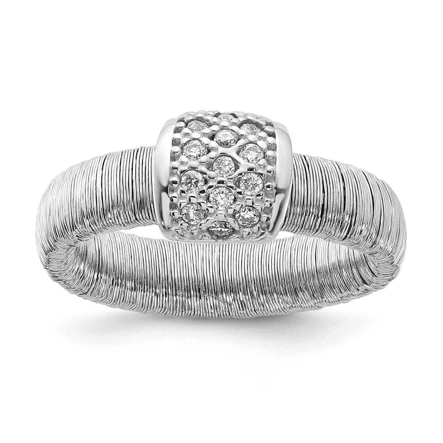 Sterling Silver Wire Striped Band with CZ Ring SSCMEI18297-7