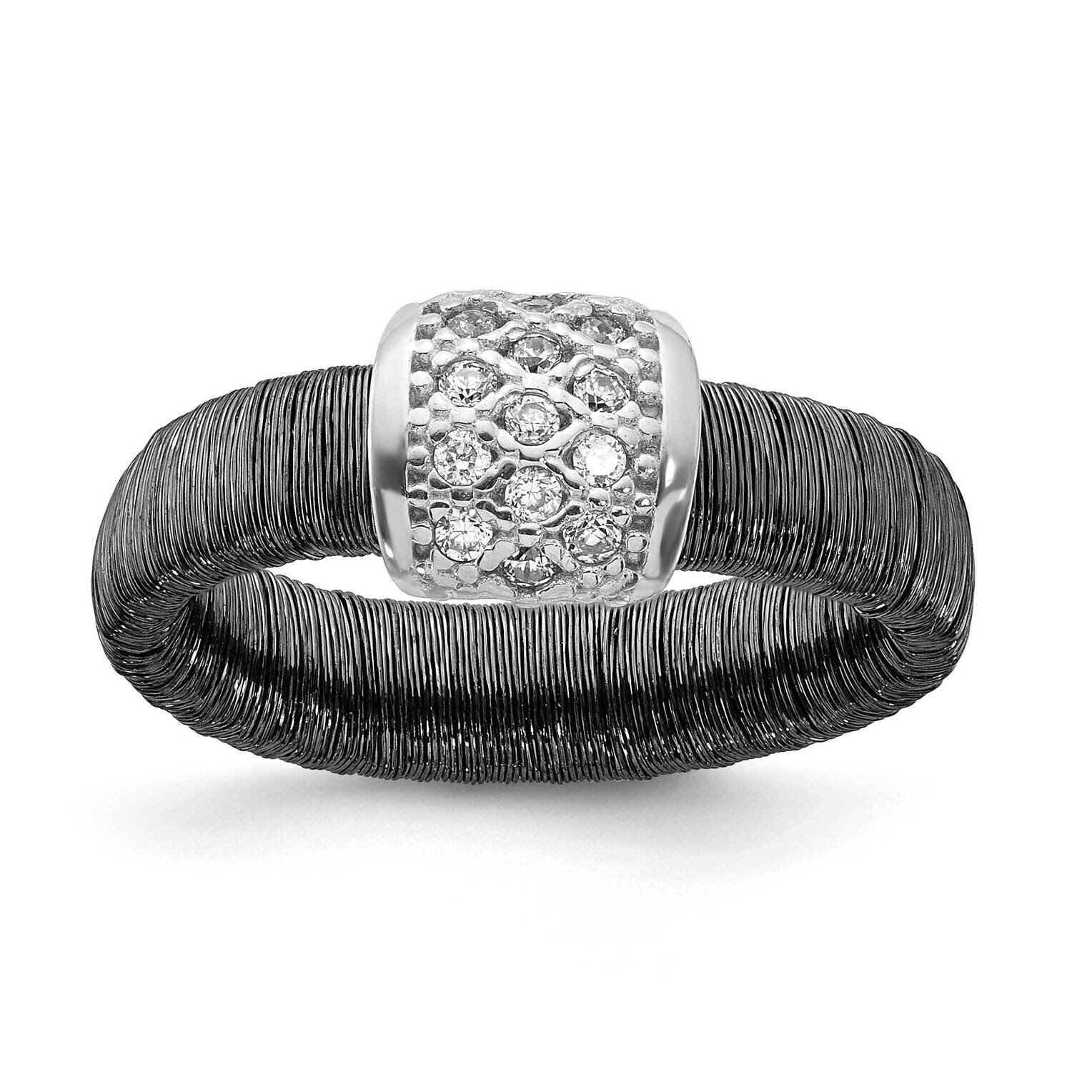Sterling Silver Black Plated CZ Ring SSCMEI18300-8