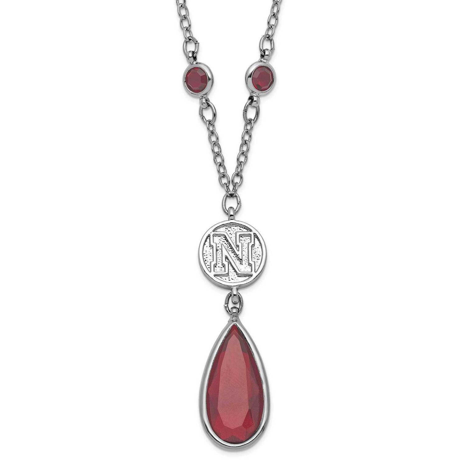 University of Nebraska Silver-tone Red & Black Crystal with 3in ext Necklace UNE065N-CR