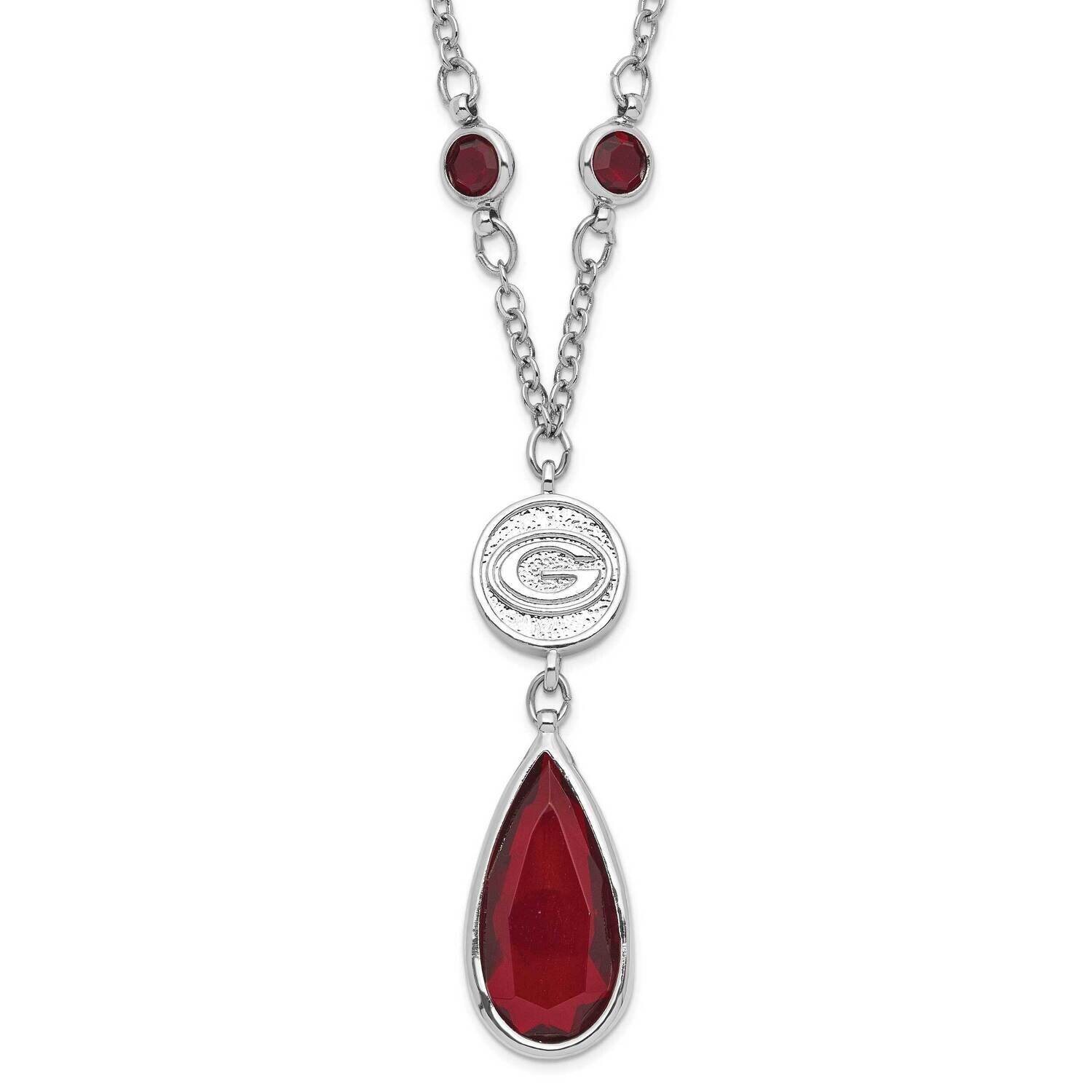 University of Georgia Silver-tone Red & Black Crystal with 3in ext Necklace UGA065N-CR