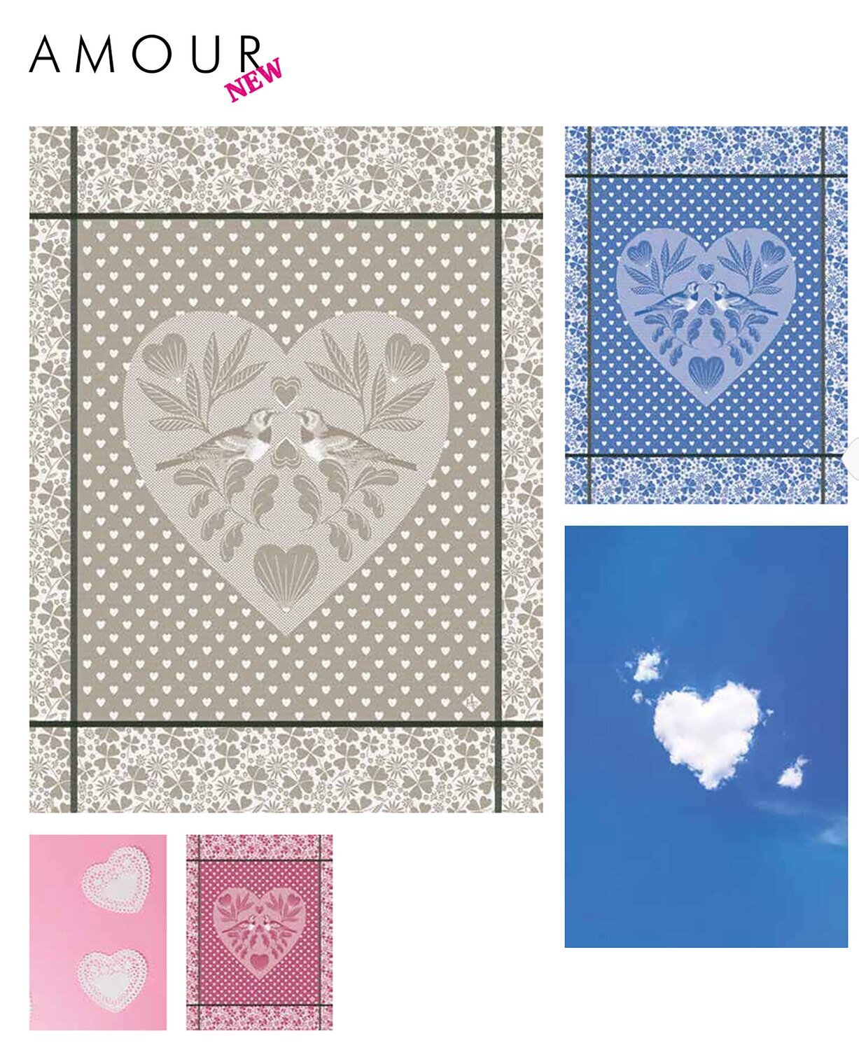 Le Jacquard Francais Amour Pink Tea Towel 24 x 31 Inch 27450 Set of 4